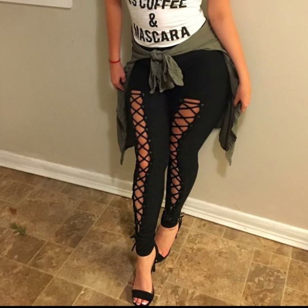 Black- tie up fashion nova pants